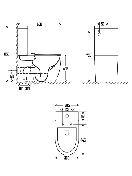 Чаша унитаза напольного безободковый  AQUAme AQM1002