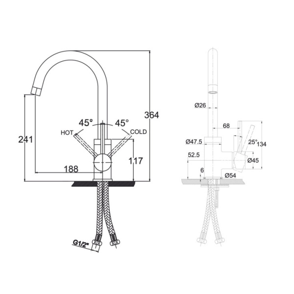 Смеситель для кухонной мойки  KAISER Merkur (26544 Silver)