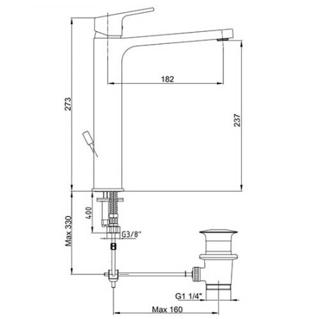 Смеситель для раковины донным с клапаном Eca Tiera 102188014EX