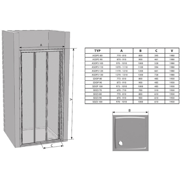 Душевая дверь Ravak Supernova ASDP3-80 00V40U02ZG