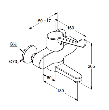 Смеситель для ванны Kludi Medi Care 349220524