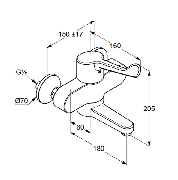 Смеситель для ванны Kludi Medi Care 349220524