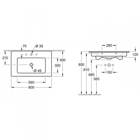 Раковина 80х50  410Villeroy & Boch Venticello Plus 41048L01