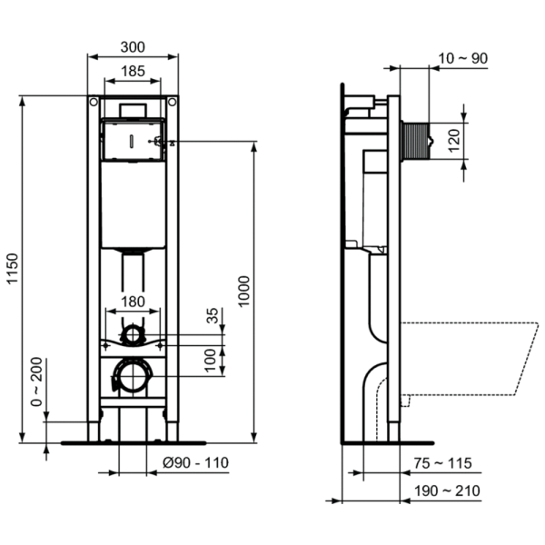 Готовый набор 3 в 1 I.life A с инсталляцией PROSYS ECO FRAME M Ideal Standard i.life A WA330101
