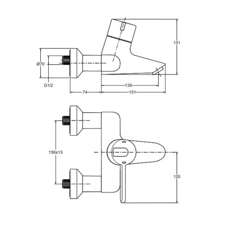 Термостат для ванны и душа Ideal Standard CeraPlus A4162AA, хром