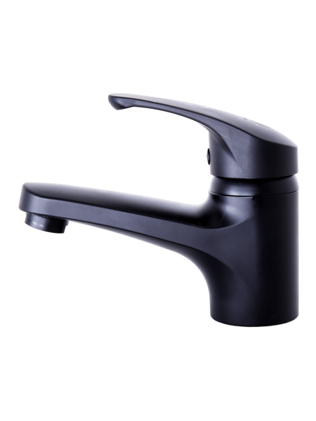 Смеситель для раковины однорычажный полимерный с гигиеническим набором OneLife P01-022b черный