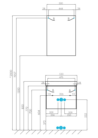 Зеркальный шкаф Aquaton Асти 50 белый 1A263302AX010