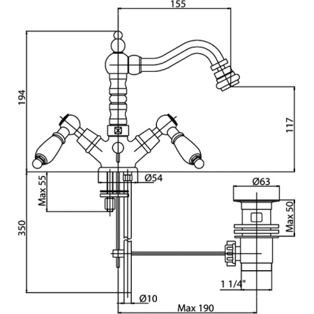 Смеситель для биде Cezares FIRST FIRST-BS2-02-Bi