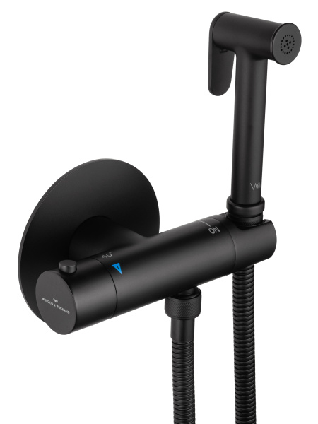 Смеситель с гигиеническим душем и термостатом встраиваемый WONZON & WOGHAND, черный матовый WW-88819902-MB Смеситель с гигиеническим душем и термостатом встраиваемый WONZON & WOGHAND, черный матовый WW-88819902-MB