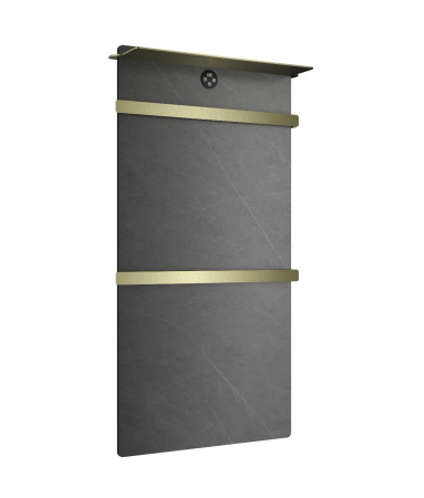 Полотенцесушитель электрический с каменной плитой Серый мрамор WONZON & WOGHAND STUTTGART, Брашированное золото WW-A504G-BG