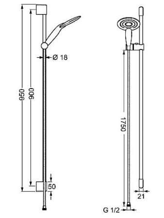 Душевой гарнитур HANSA PureJet Duо 90см 04560220