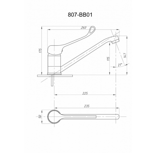 Смеситель локтевой FAUZT FZs-807-01 хирургический для раковины тип См-МОЦБА, См-УмОЦБА