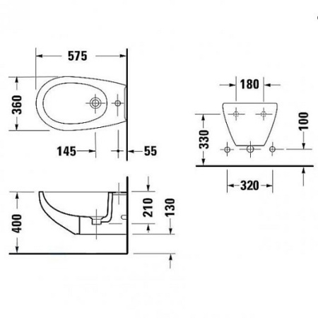 Биде подвесное Duravit Duraplus 2532100000