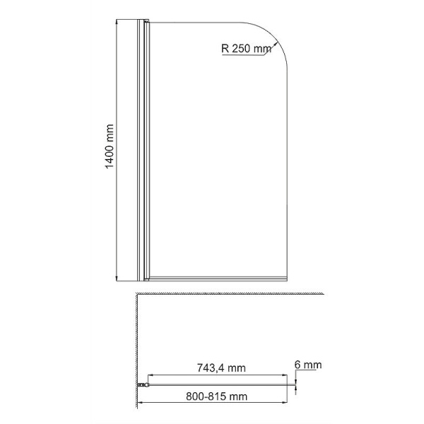 Стеклянная шторка на ванну (80х140) WasserKRAFT Leine 35P01-80W