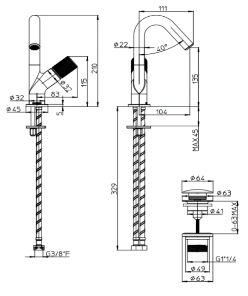 Смеситель для раковины Bossini Ply Z00901.030 хром