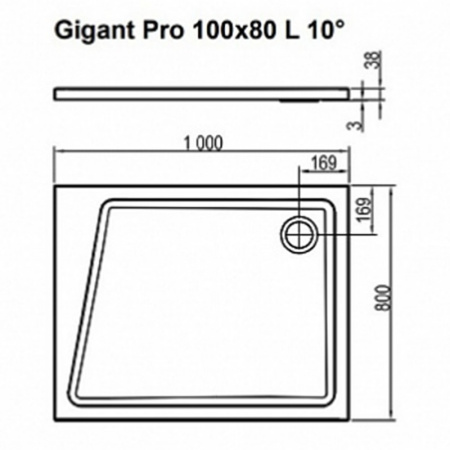 Душевой поддон из искусственного камня Ravak 10° Gigant Pro 100x80 XA05A40101L