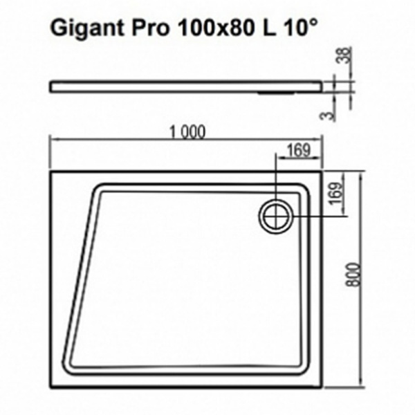 Душевой поддон из искусственного камня Ravak 10° Gigant Pro 100x80 XA05A40101L