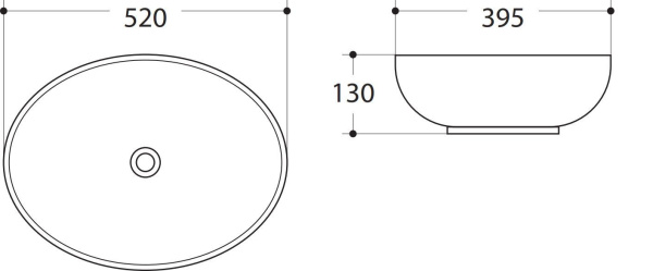 Раковина керамическая накладная (52x39) Art&Max AM-78166 белый