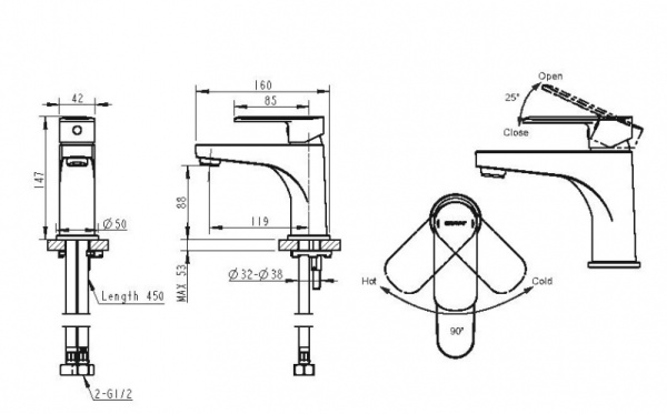 Смеситель для раковины Bravat  Louise TF1191183CP-RUS