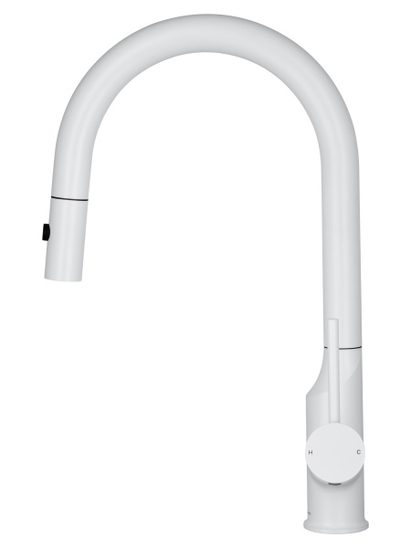 Смеситель для кухни с выдвижным изливом WONZON & WOGHAND, белый матовый WW-A21252-MW
