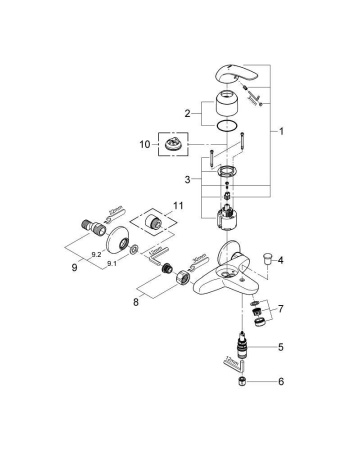 Смеситель для ванны однорычажный Grohe Euroeco 32743 000 (32743000) хром