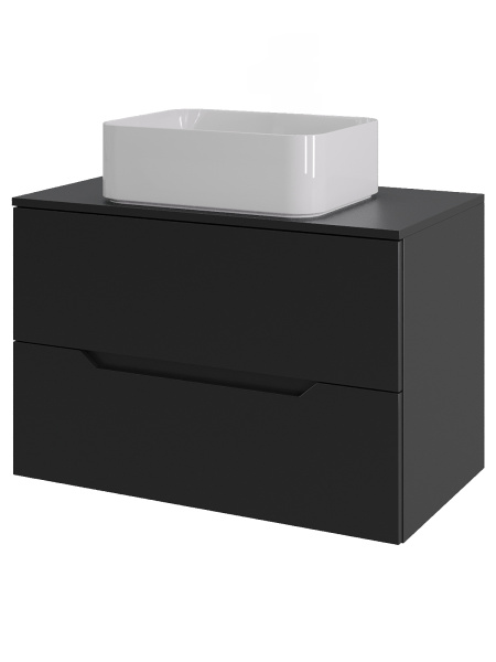 Тумба с раковиной подвесная 70 см, Orange Line Li-70TubMDF+B02-460W черный/белый