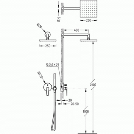 Душевая система внутренного монтажа Tres Class 20518005