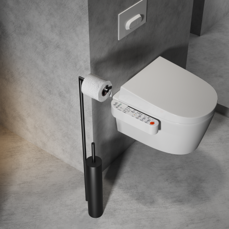 Туалетный ершик в комплекте с держателем туалетной бумаги WONZON & WOGHAND, черный матовый WW-V4602-MB