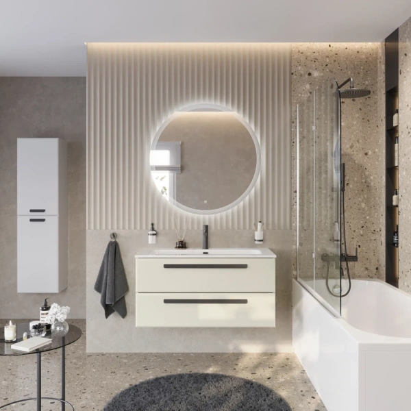 Тумба под раковину Cezares ECO-CER-N-1000-2C-SO-AS-P Альпака брашированная без ручек