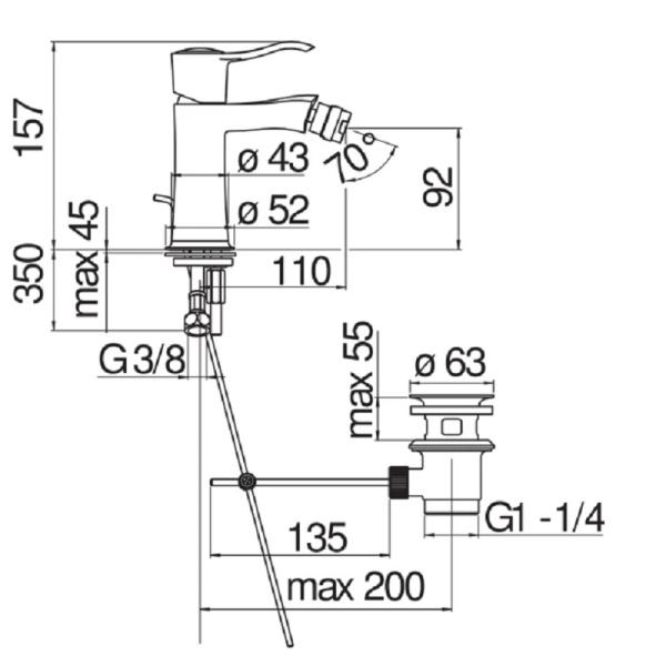 Смеситель для биде Nobili Sofi SI98119/1GDP