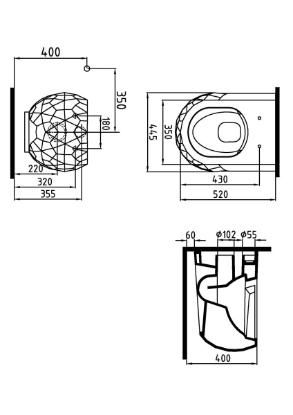 Унитаз подвесной безободковый с функцией биде Bien Pent PNKA052N1VP1W3000
