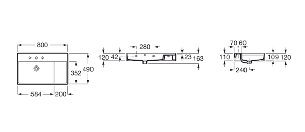 Раковина полувстраиваемая (80x49) Roca Inspira Square WB Unik  32752B000