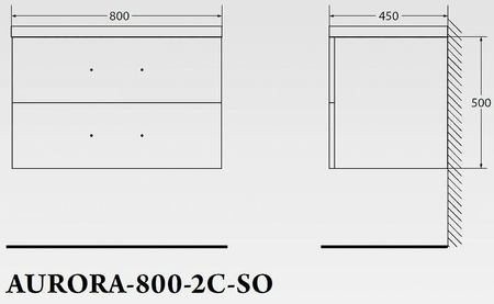 База под раковину подвесная BelBagno AURORA-800-2C-SO-RT Rovere Tabacco