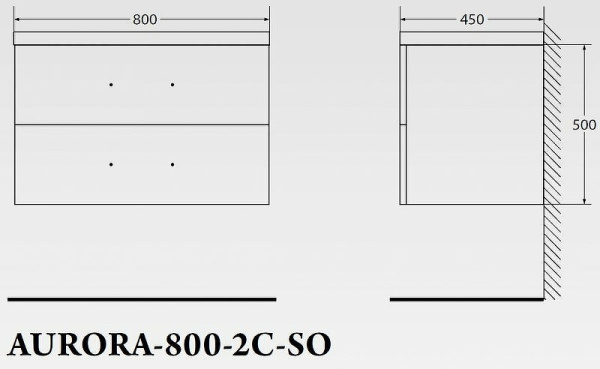 База под раковину подвесная BelBagno AURORA-800-2C-SO-RT Rovere Tabacco