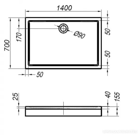 Душевой поддон Kolpa San Flamenco 140x70