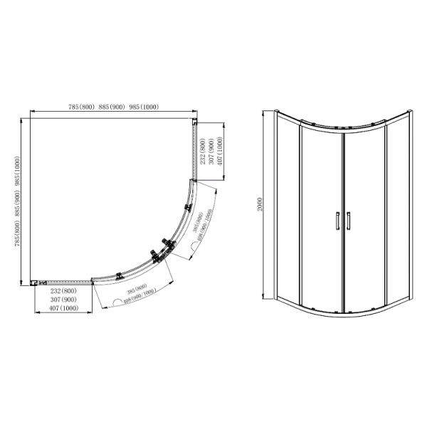 Душевой уголок Aquatek (90х90) AQ ARI RO 09020BL