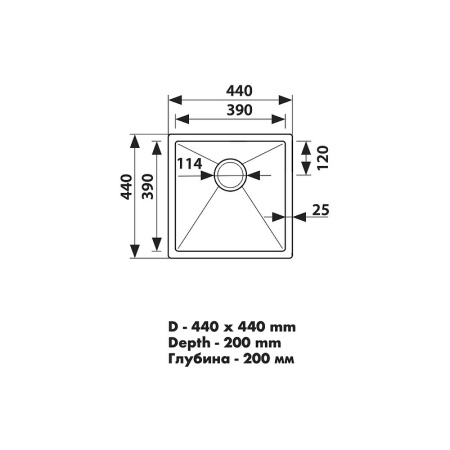 Мойка кухонная KAISER 44x44x20 (KSM-4444)