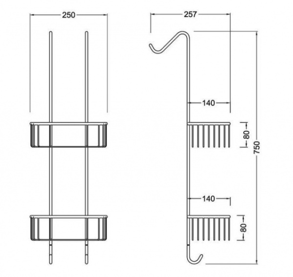 Полка двойная с крючками Timo Nelson 160084/02
