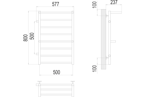 Полотенцесушитель водяной боковое подключение с полкой (50х80) П8 Terminus Аврора 4670078563286