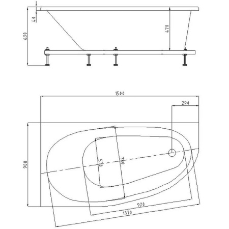 Акриловая ванна Aquatek Дива (150x90) DIV150-0000002 правая
