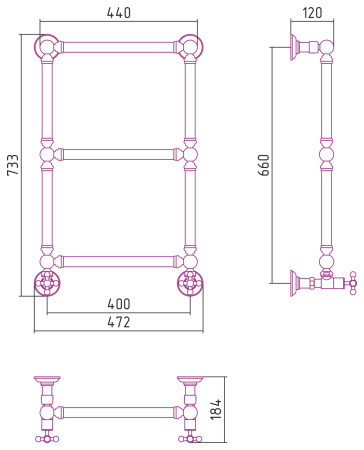 Полотенцесушитель Водяной Сунержа Ренессанс 1304 (66х40) Хром 00-0280-6640