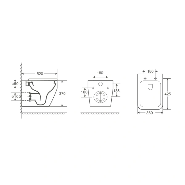 Унитаз подвесной безободковый Grossman  GR-4410SQ с сиденьем микролифт