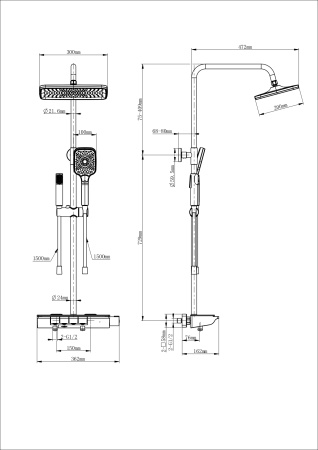 Душевая система с термостатом WONZON & WOGHAND MUSE Lumia, хром WW-B4174-CR