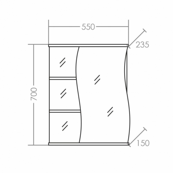 Зеркальный шкаф (55х72)  СаНта Волна 55  101012