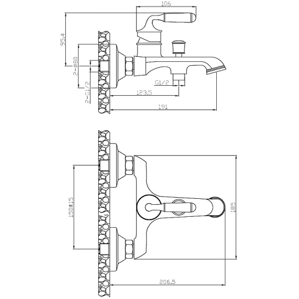 Смеситель для ванны ESKO PRAGUE PG 54