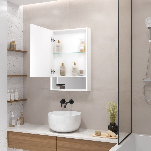 Зеркало шкаф с подсветкой Art&Max Foggia AM-Fog-600-800-1D-L-DS-F-White