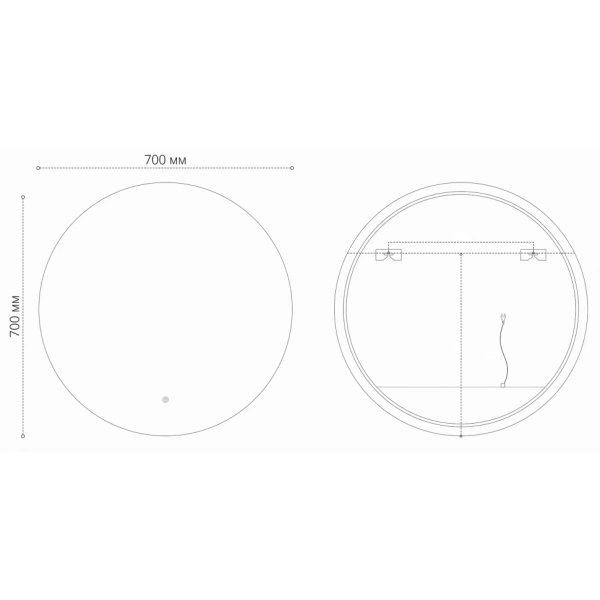 Зеркало (70х70) Grossman COSMO-норма BLACK 1970702 LED с сенсорным выключателем и подогревом