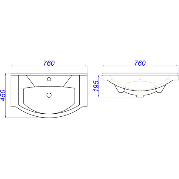 Раковины (75х44) Aqwella Элеганс 750 4620008197371