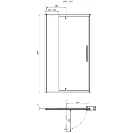 Реверсивная распашная панель-дверь 120 см с фиксированной панелью, Ideal Standard I.Life PV, T4939EO