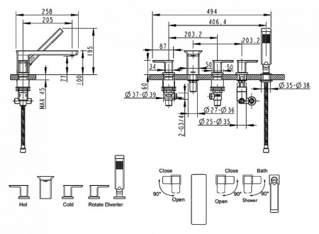 Смеситель на борт ванны Bravat Phillis F556101C-RUS
